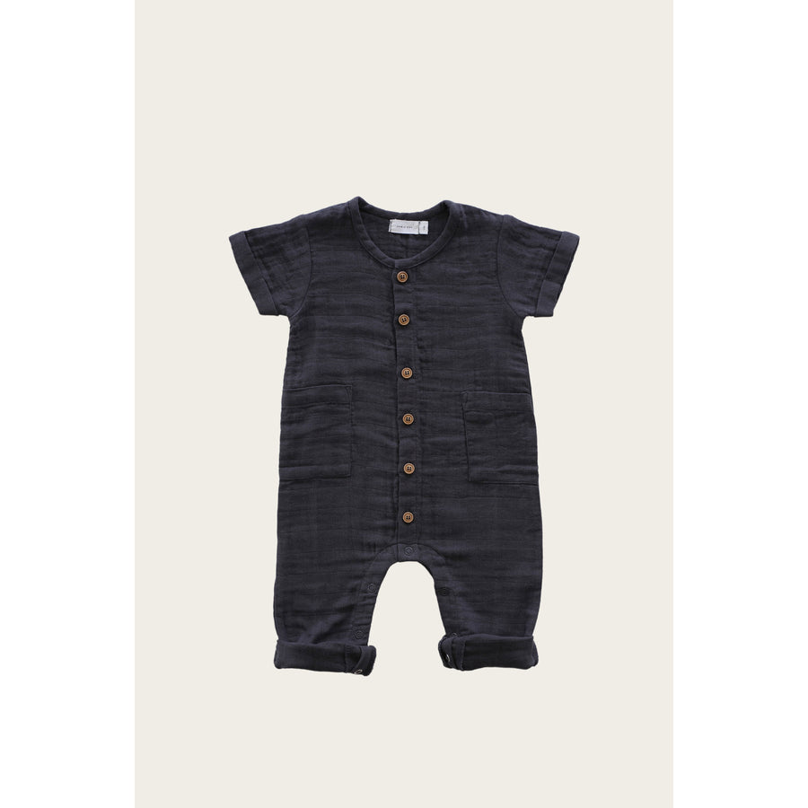 Jamie Kay Graphite Organic Cotton Muslin Ryan Onepiece
