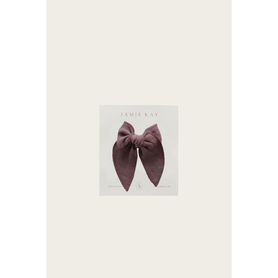 Jamie Kay Rose Taupe Organic Cotton Muslin Bow