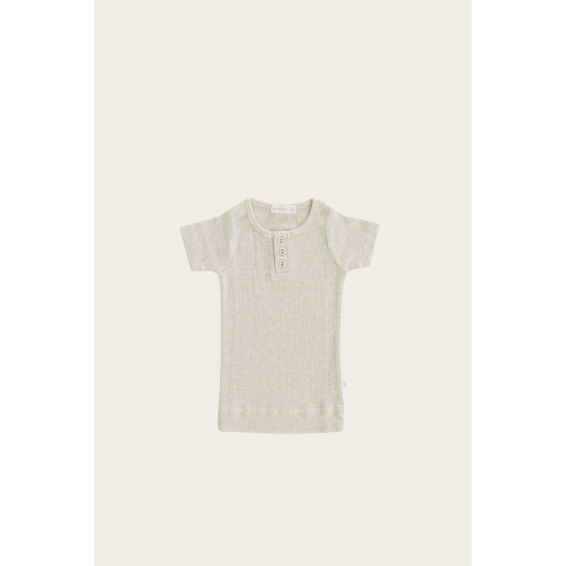 Jamie Kay Organic Essential S/S Tee Henley - Oatmeal Marle