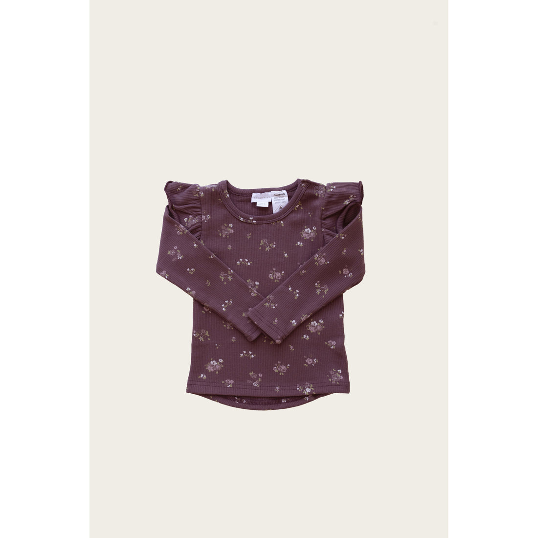Jamie Kay Organic Cotton Fine Rib Frill L/S Top- Petite Fleur