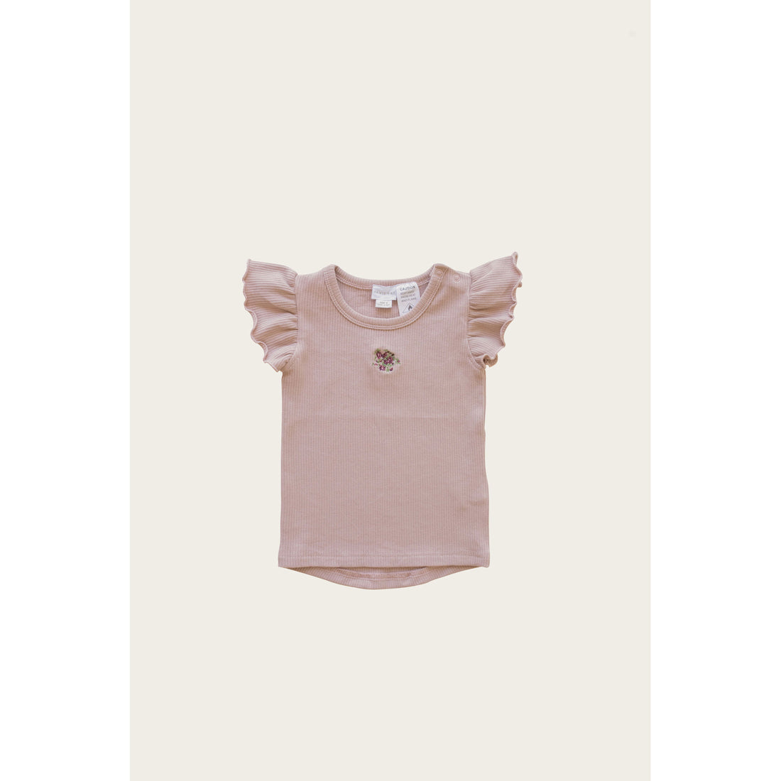 Jamie Kay Organic Cotton Fine Rib Frill Tee- Rose Ash