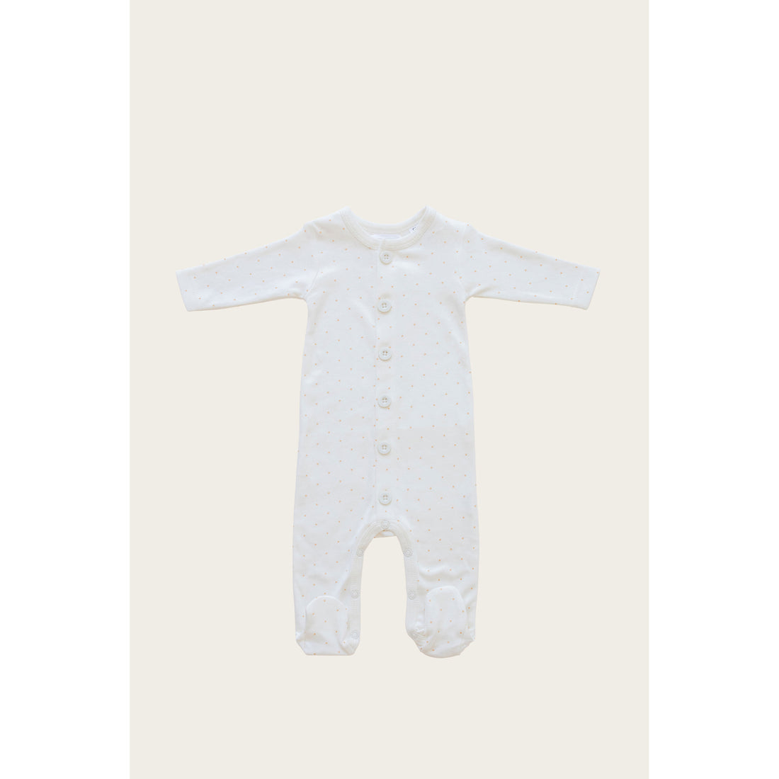 Jamie Kay Organic Cotton Button Onepiece - Tiny Dot Latte On Milk