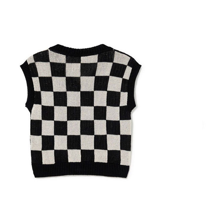 Little Creative Factory Check Tribal Knit Waiscoat