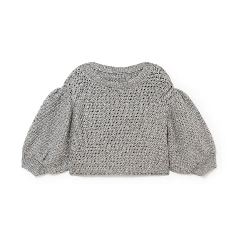 Little Creative Factory Silver Futuristic Knit Crop Sweater