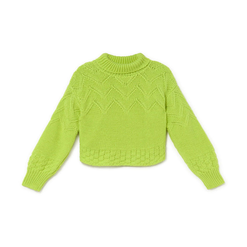 Little Creative Factory Yellow Tricot Zig-Zag Turtleneck Sweater