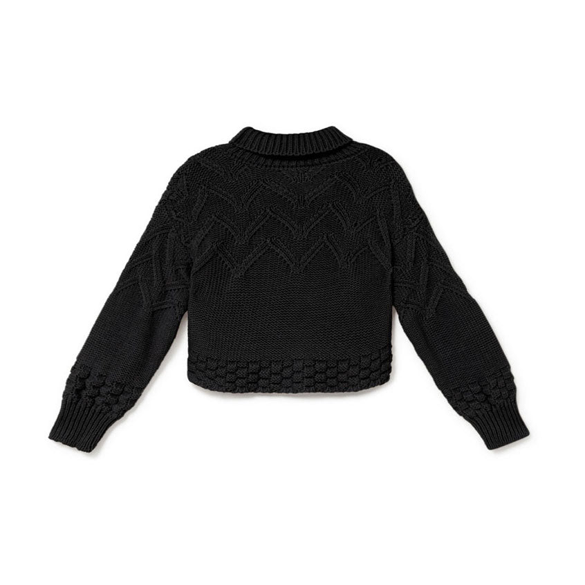 Little Creative Factory Black Tricot Zig-Zag Turtleneck Sweater