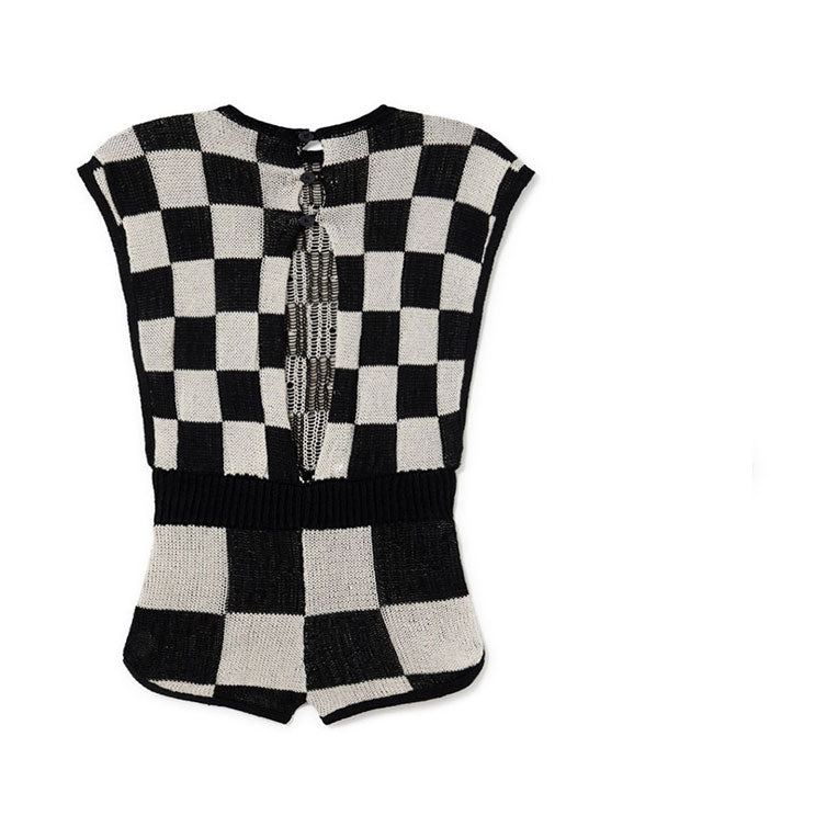Little Creative Factory Check Tribal Knit Short Jumpsuit