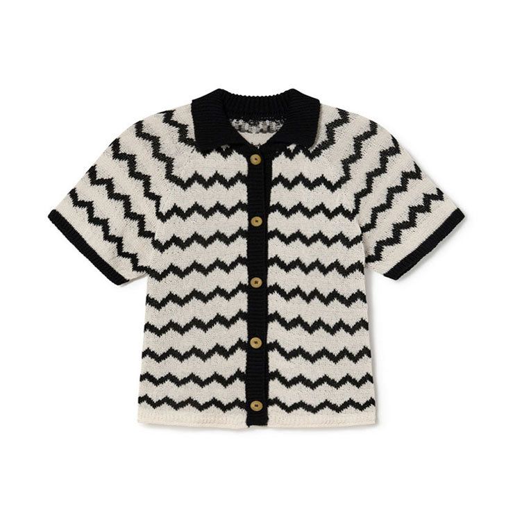 Little Creative Factory Black Wavy Knit Shirt