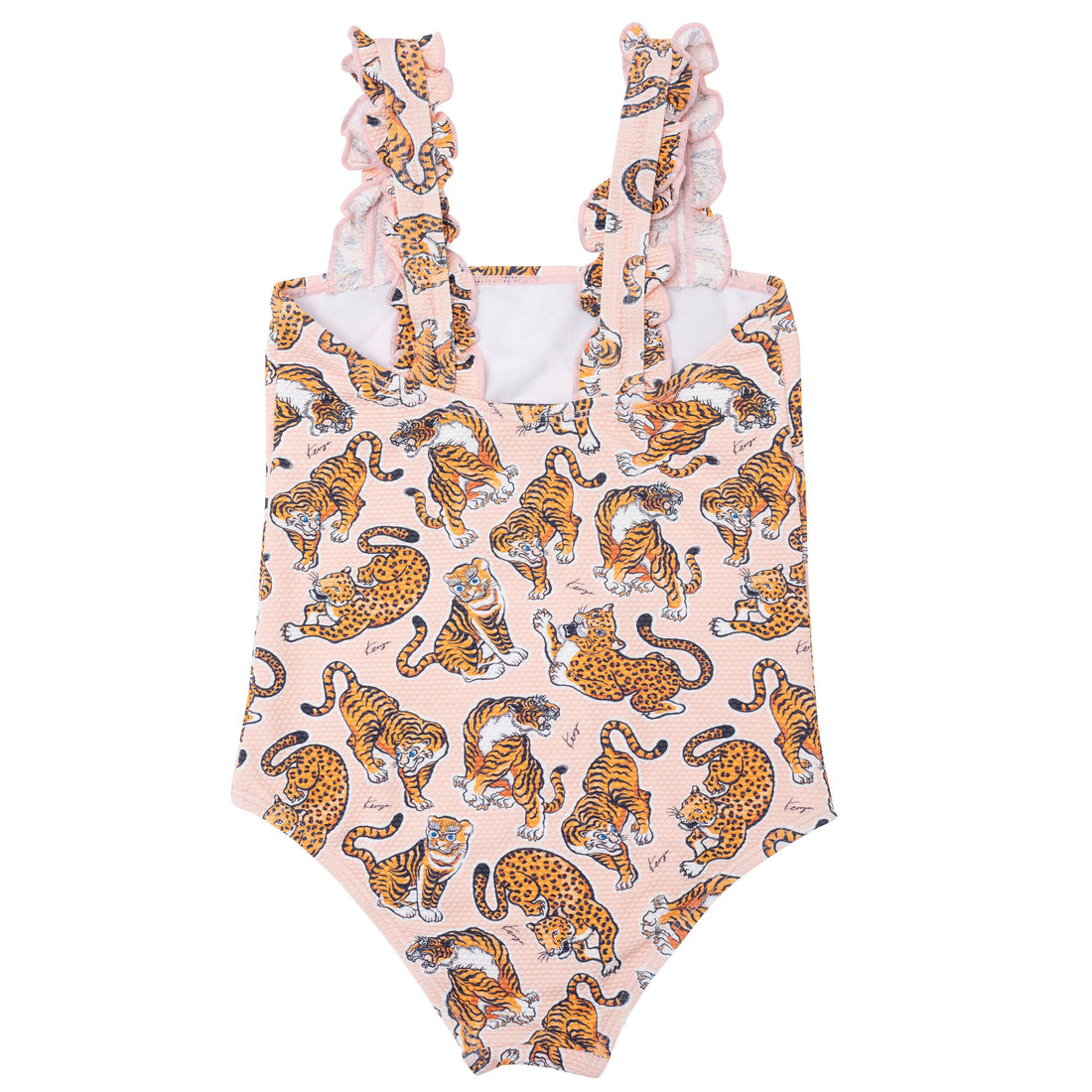 Kenzo Pink Allover Tiger Ruffle Sleeve Swimsuit