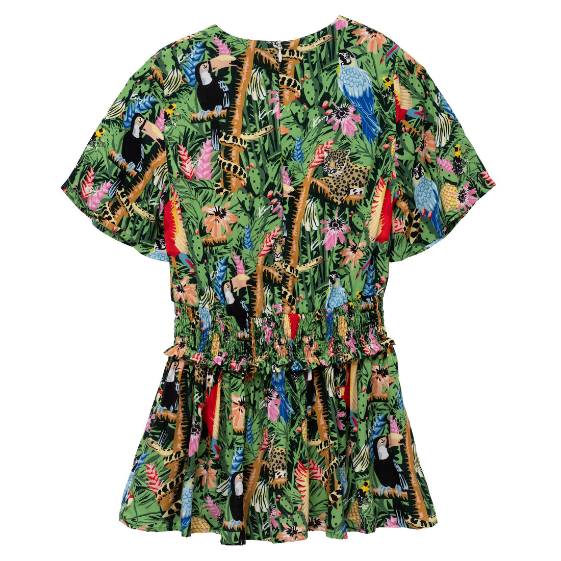 Kenzo Tropical Print Smock Waist Dress