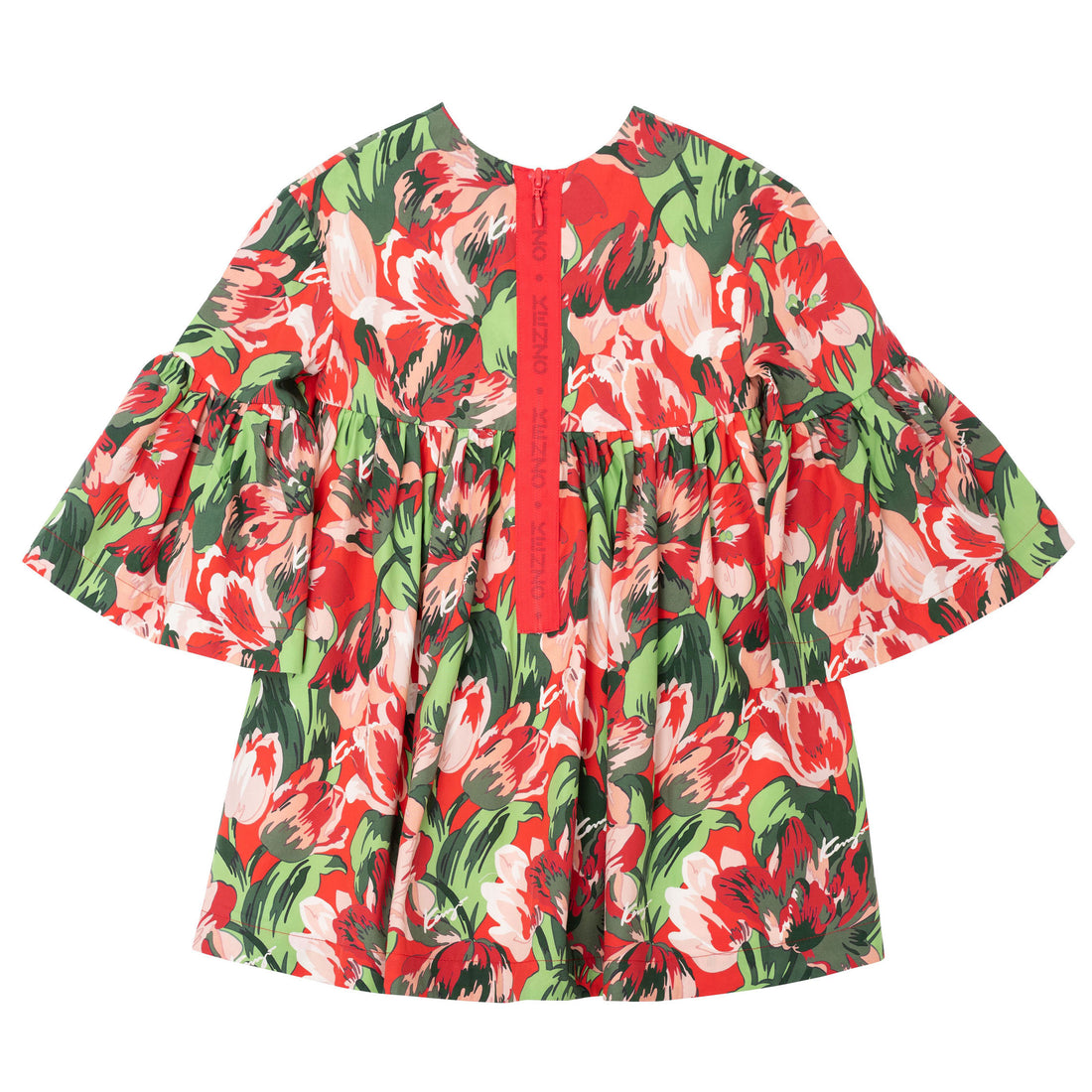 Kenzo Flower Print Butterfly Sleeve Dress