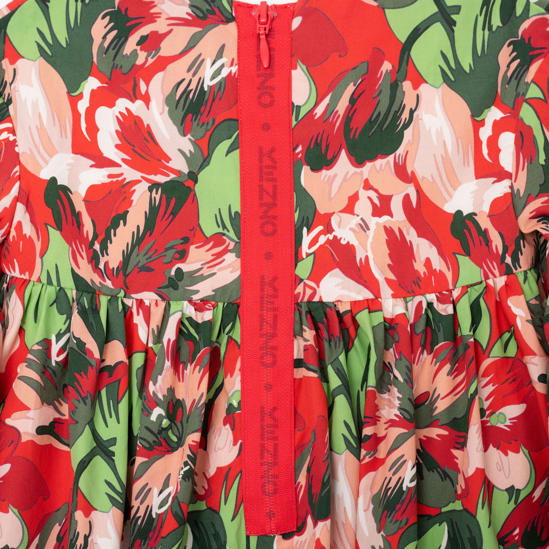 Kenzo Flower Print Butterfly Sleeve Dress