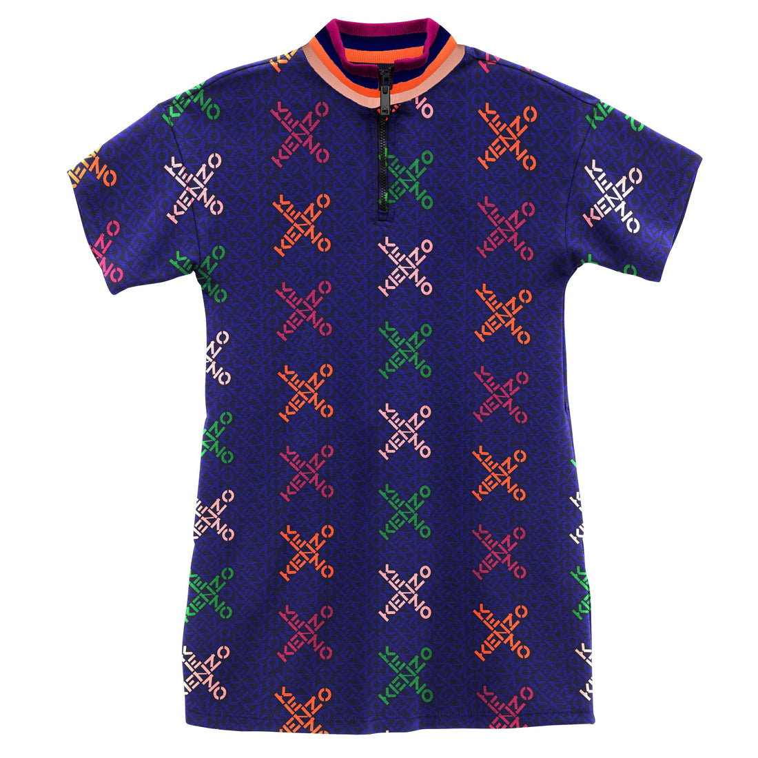 Kenzo Electric Blue Cross logo Print Dress