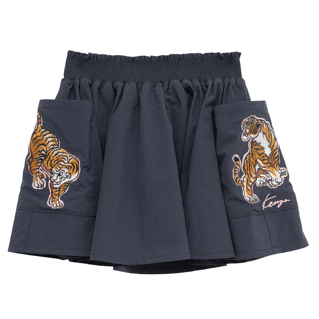 Kenzo Black Tiger Embroidered Pocket Skirt