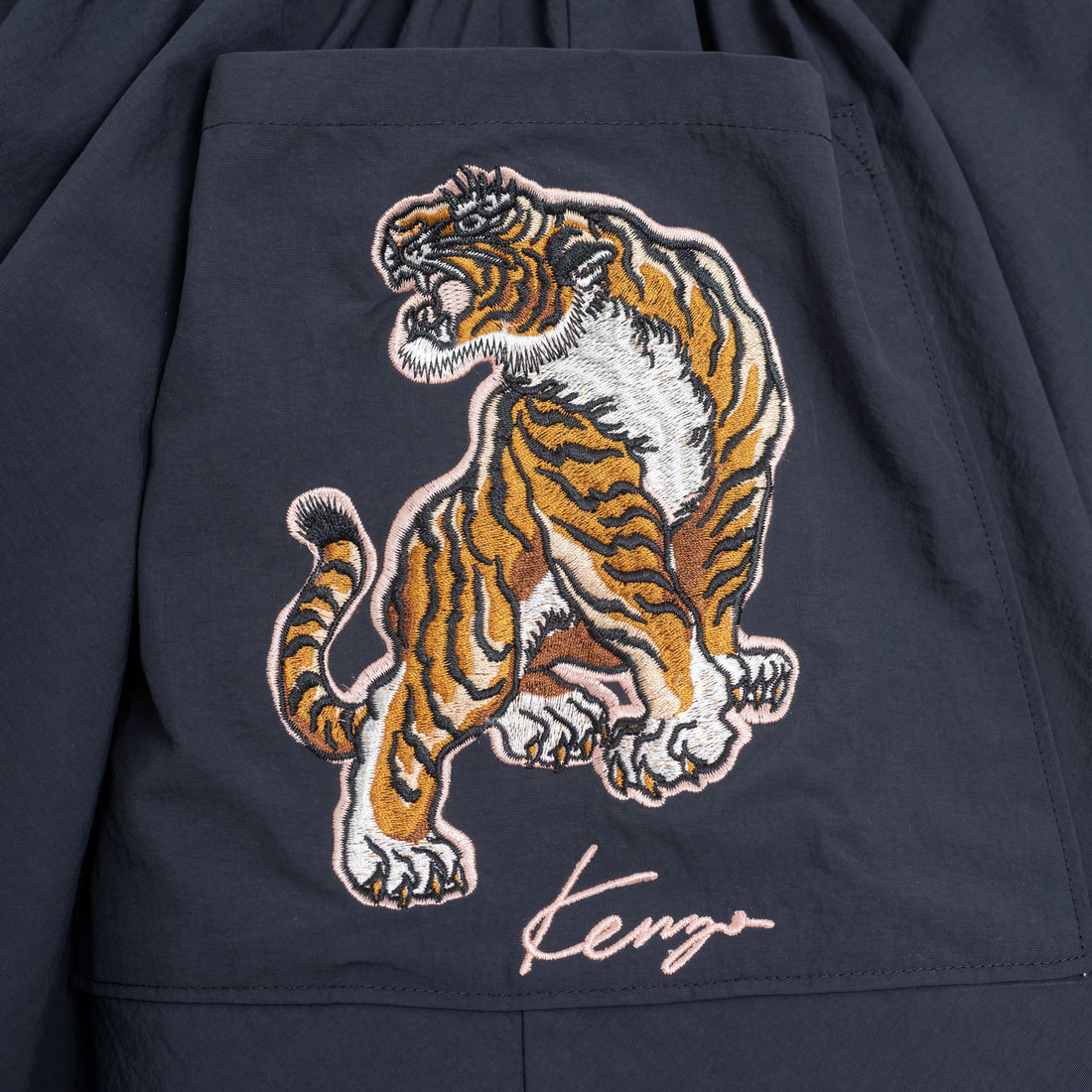 Kenzo Black Tiger Embroidered Pocket Skirt