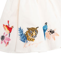 Kenzo Cream Embroidered Tropical Animal Skirt