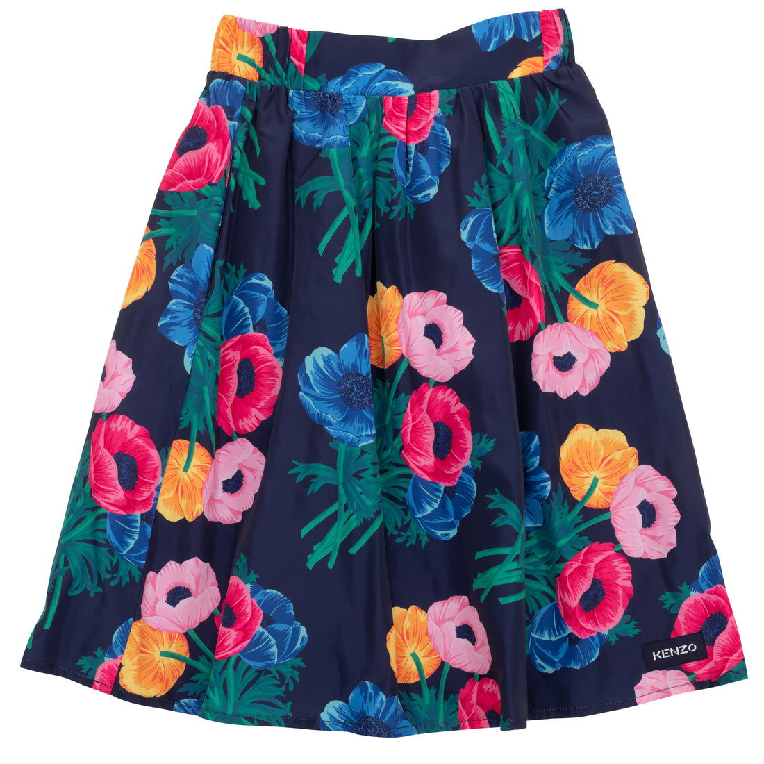 Kenzo Electric Blue Flowers Print Maxi Skirt
