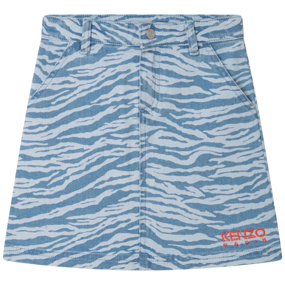 Kenzo Pale Blue Printed Denim Skirt