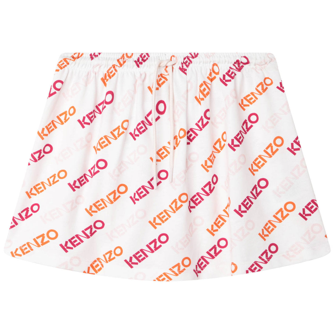 Kenzo White Cotton Pique Logo Skirt