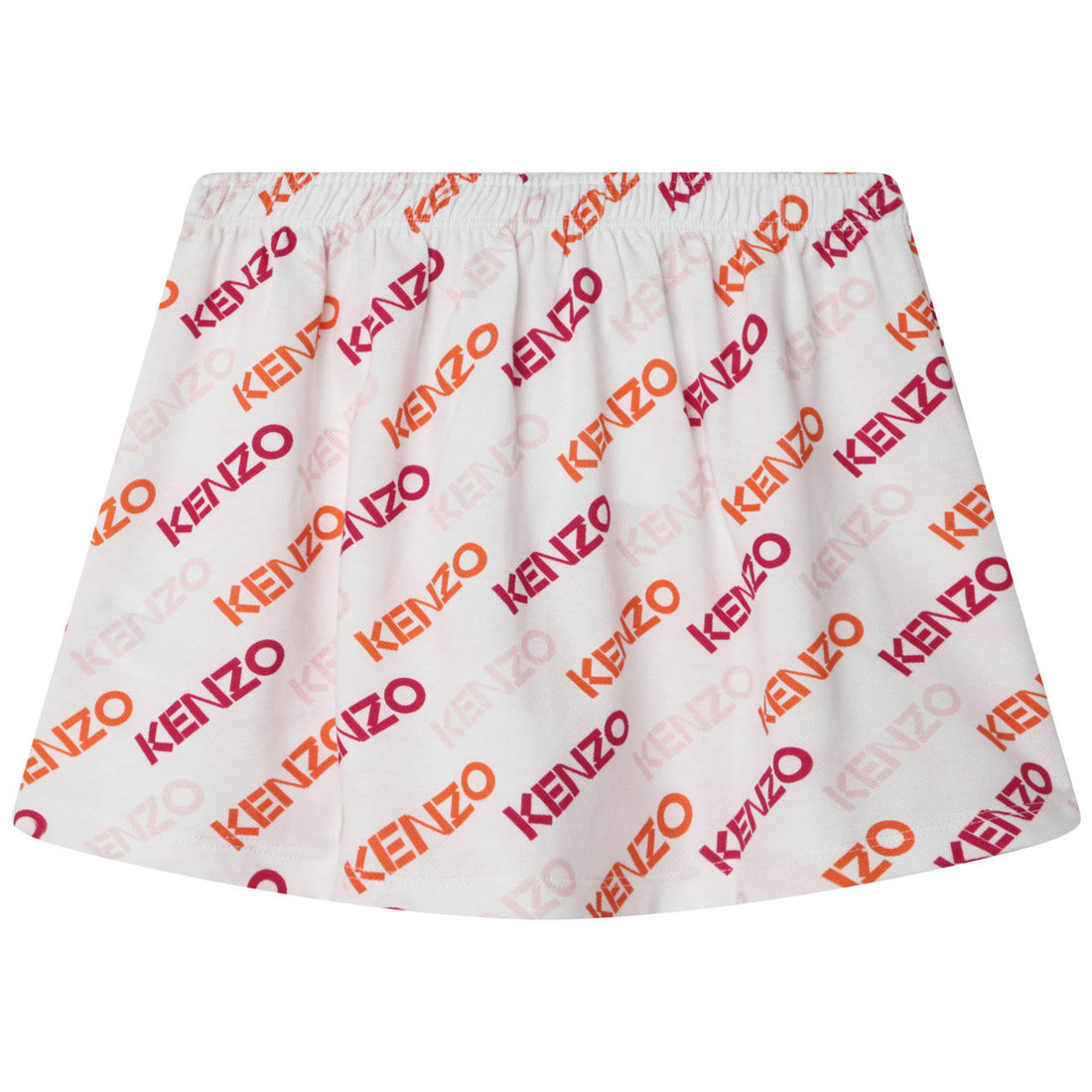 Kenzo White Cotton Pique Logo Skirt