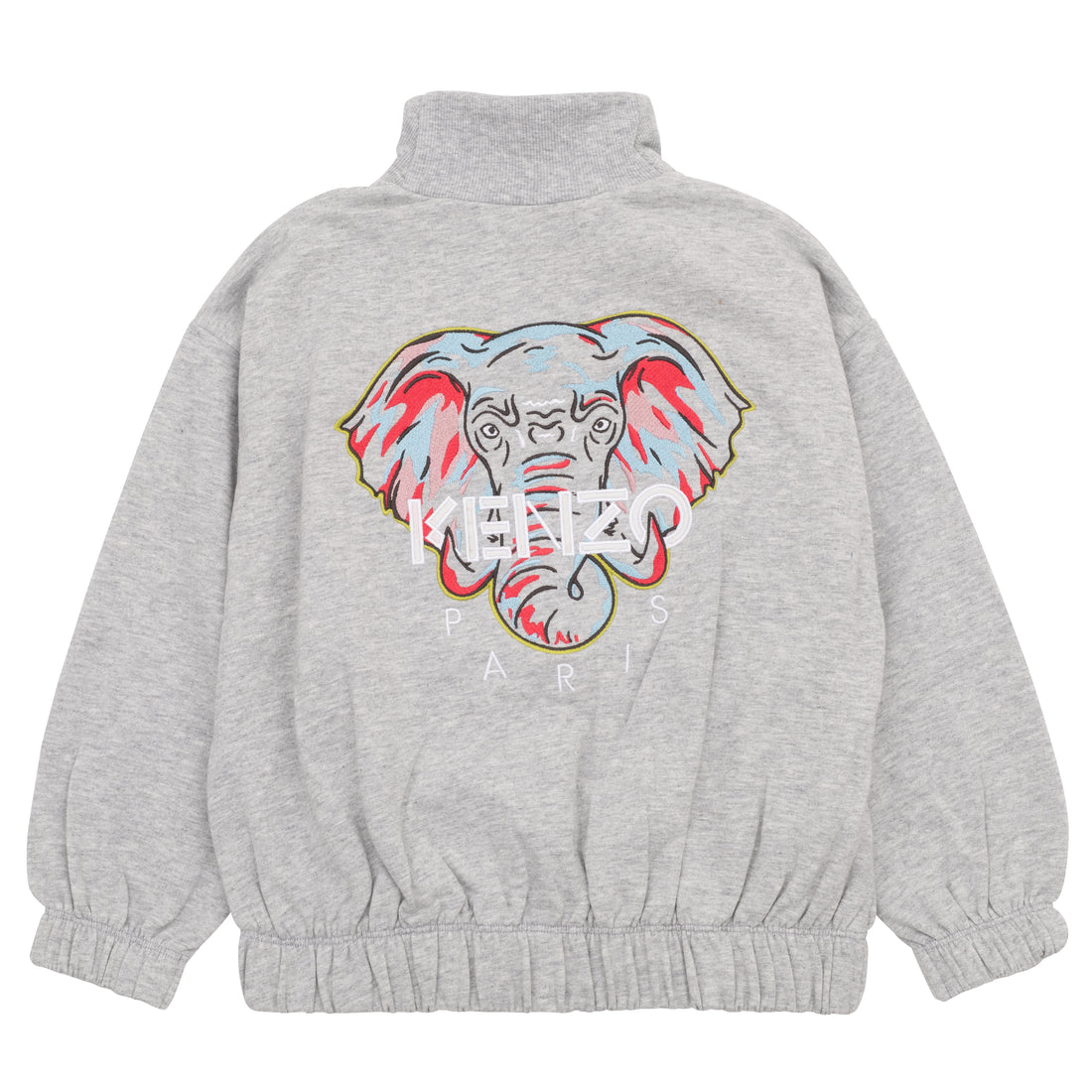 Kenzo Grey Marl Elephant Back Mid Zip Sweatshirt