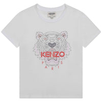 Kenzo White/Red Basic Tiger Organic Cotton T-Shirt