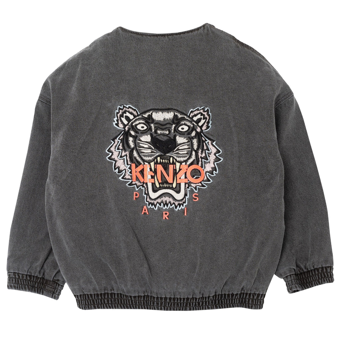 Kenzo Black Denim Tiger Embroidered Jacket
