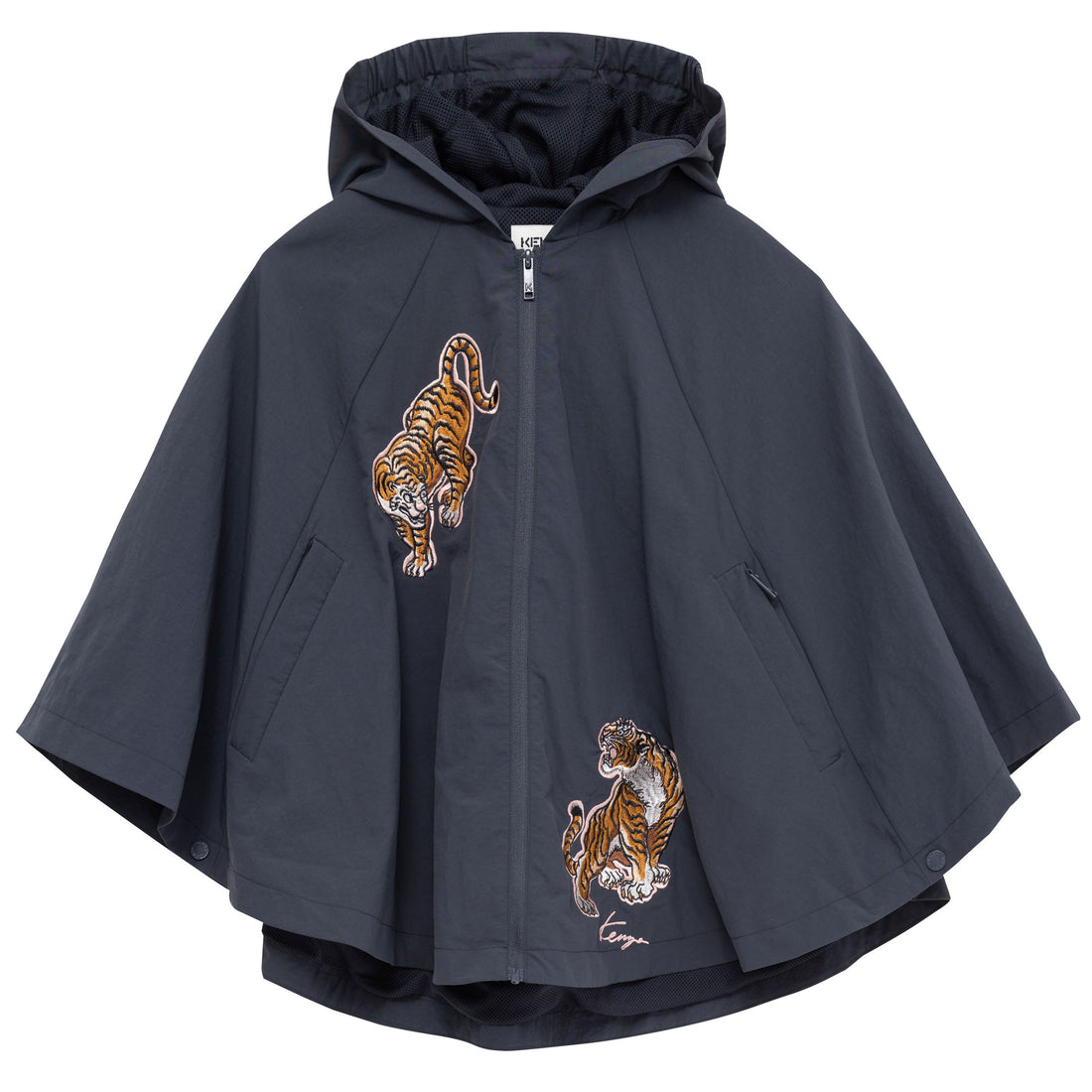 Kenzo Black Tiger Embroidered Rain Poncho