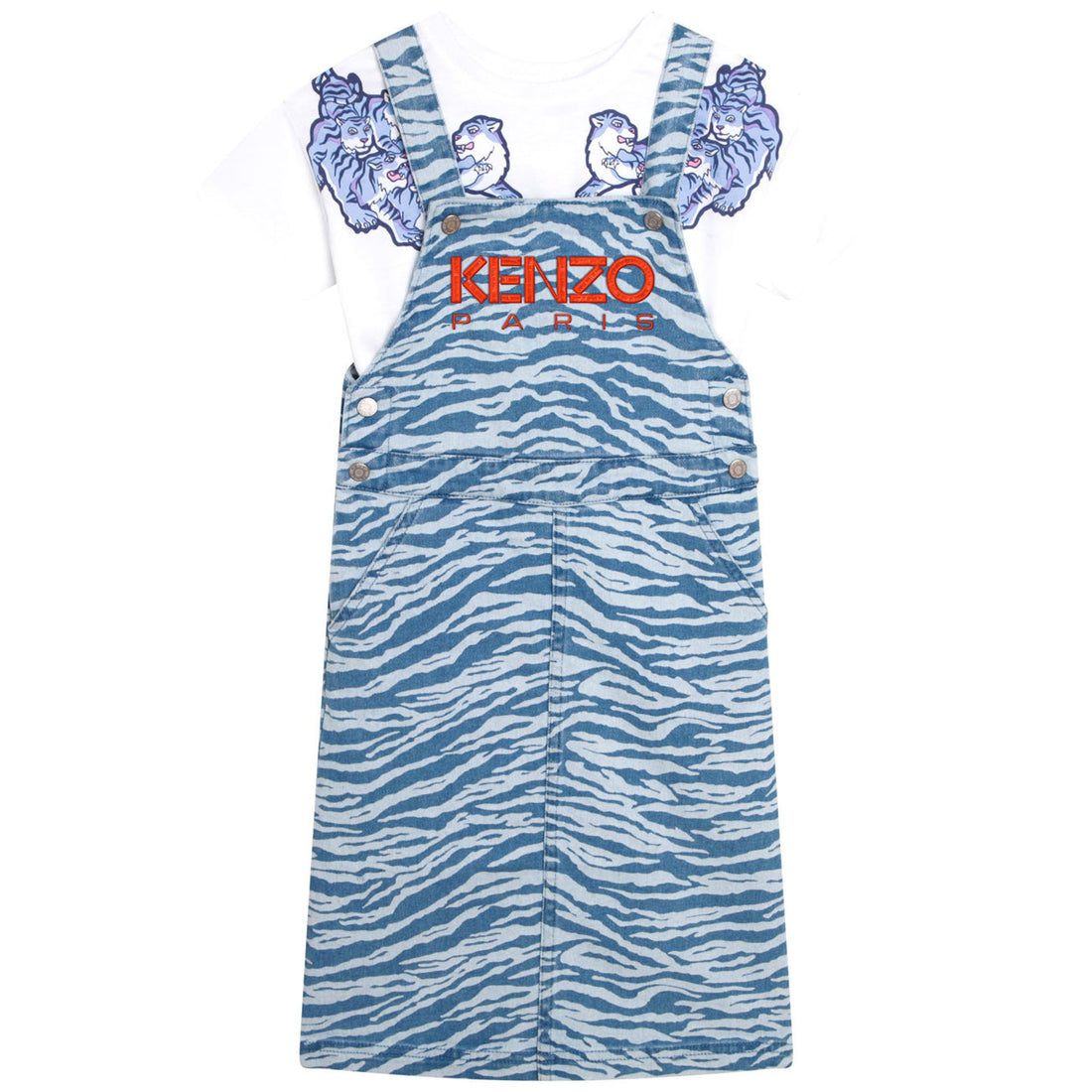 Kenzo Pale Blue Printed Dress And T-Shirt Set