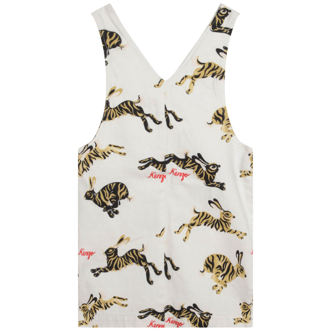Kenzo Off White Dungaree Dress T-Shirt Set