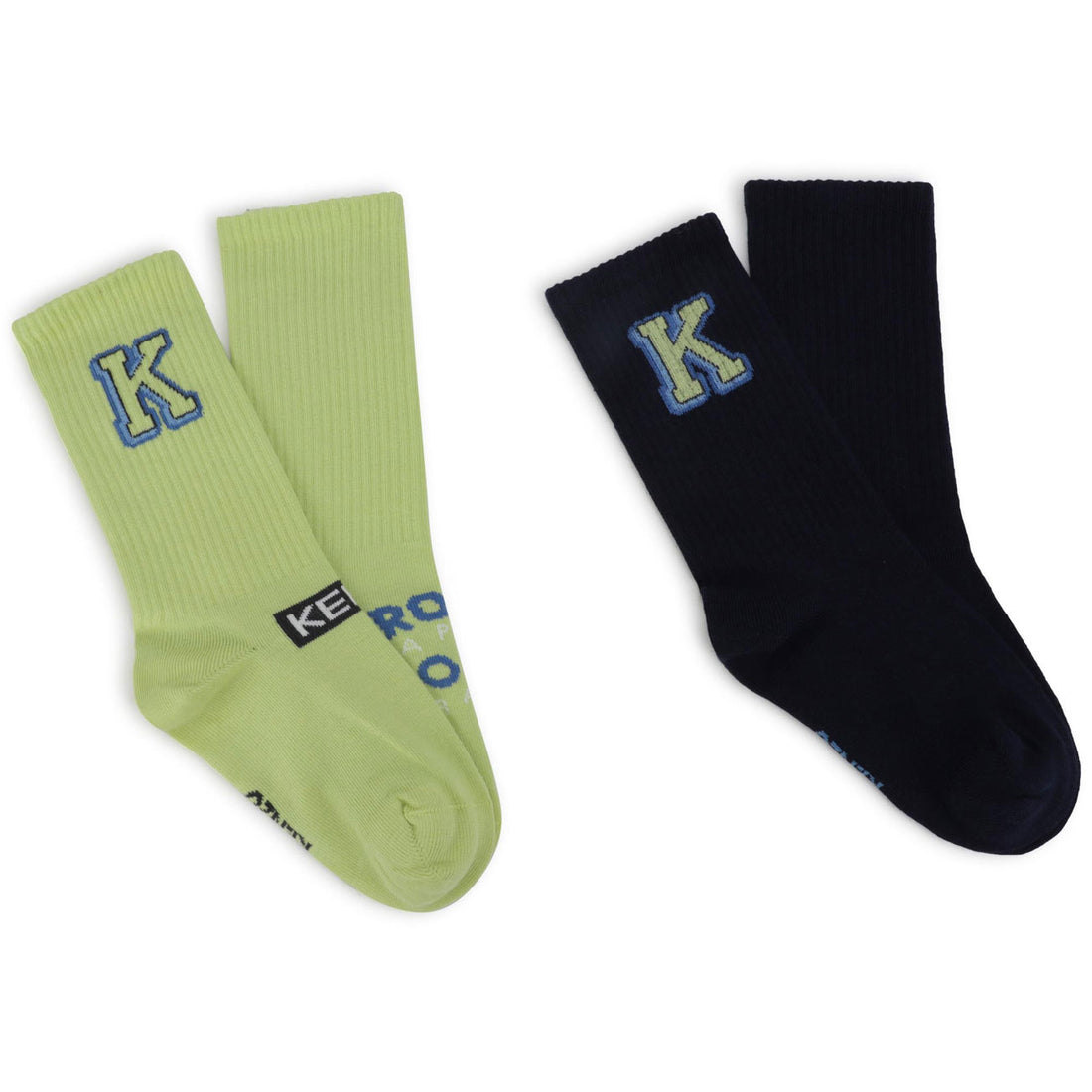 Kenzo Lime Cotton Knit Graphic Socks