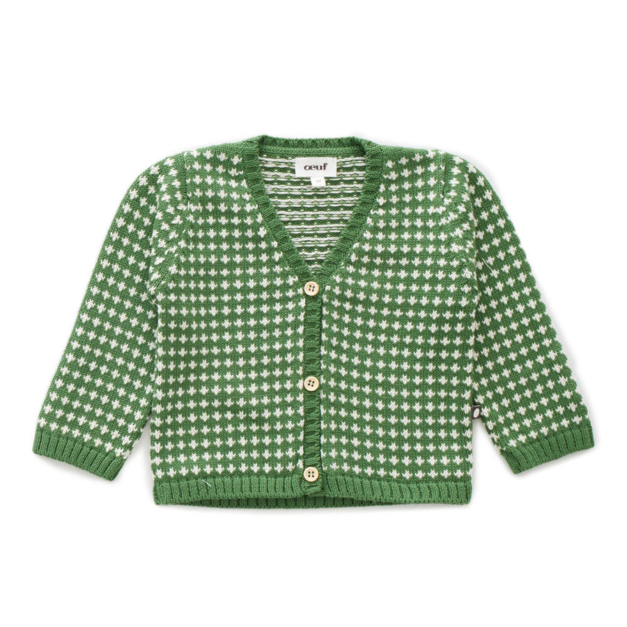 Oeuf Green/White Grandpa Cardigan