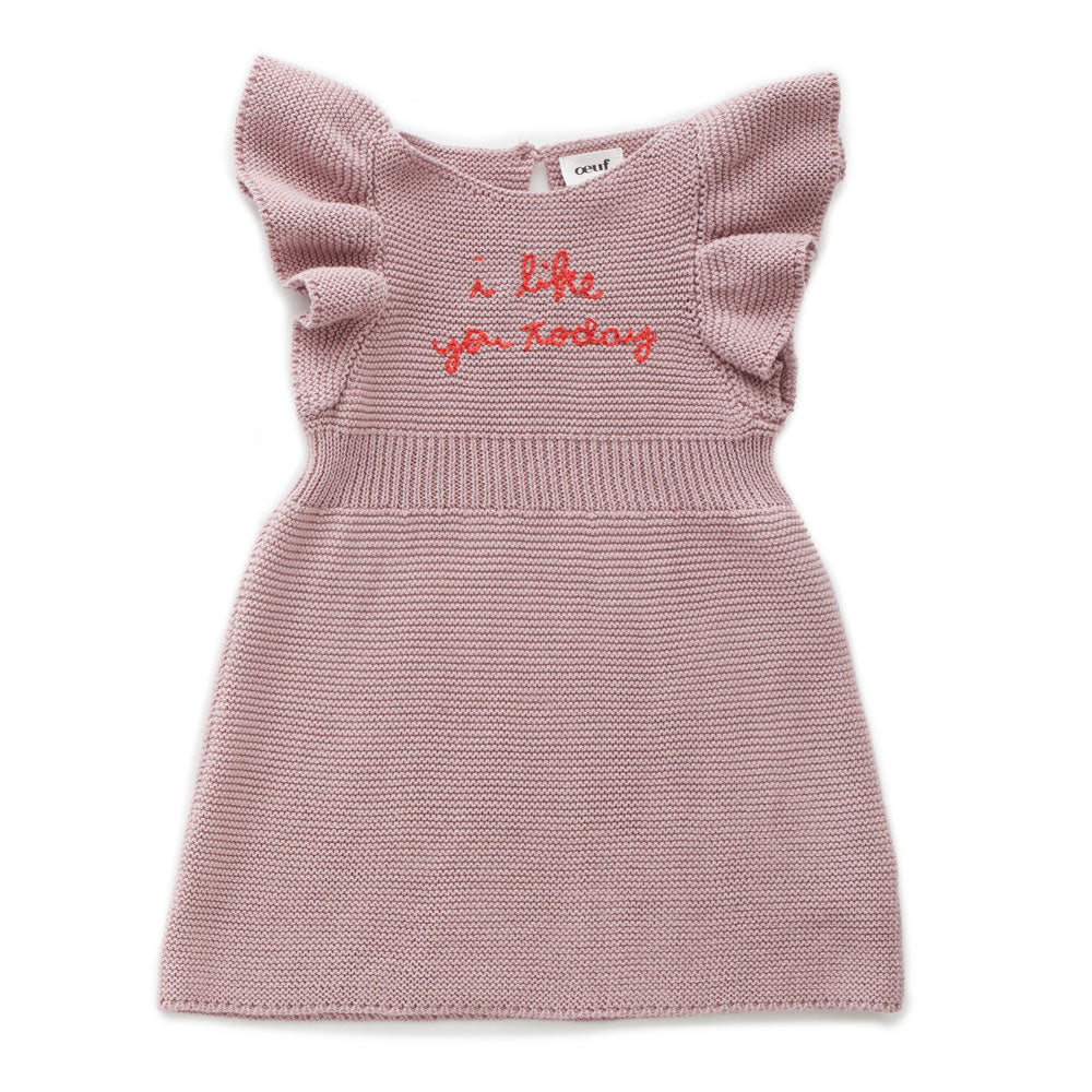 Oeuf Mauve I Like You Ruffle Sleeve Dress