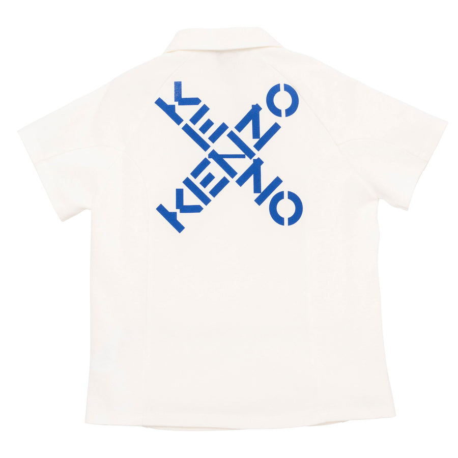 Kenzo White Criss Cross Logo Polo