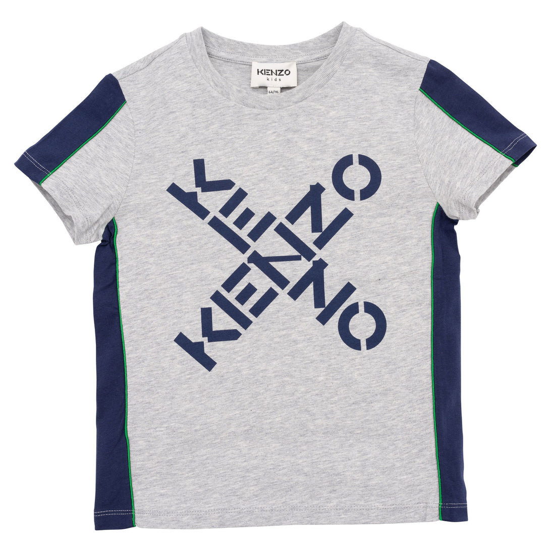 Kenzo Grey Colorblock Criss Cross Logo Tee