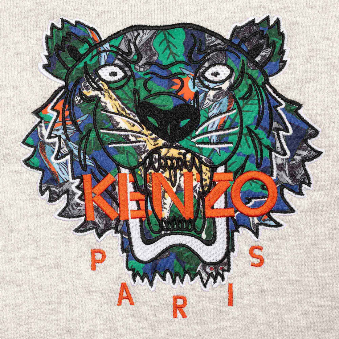 Kenzo Grey Marl Tiger Logo Hoodie