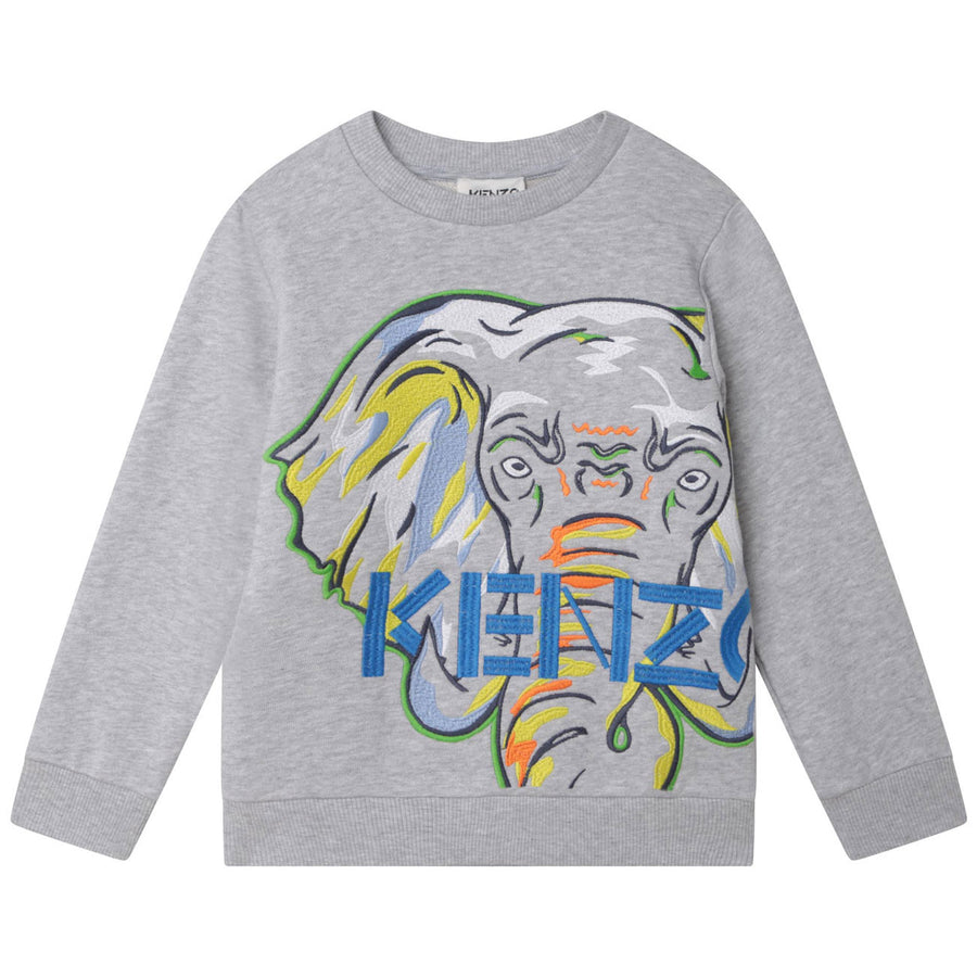 Kenzo Grey Elephant Embroidery Sweatshirt