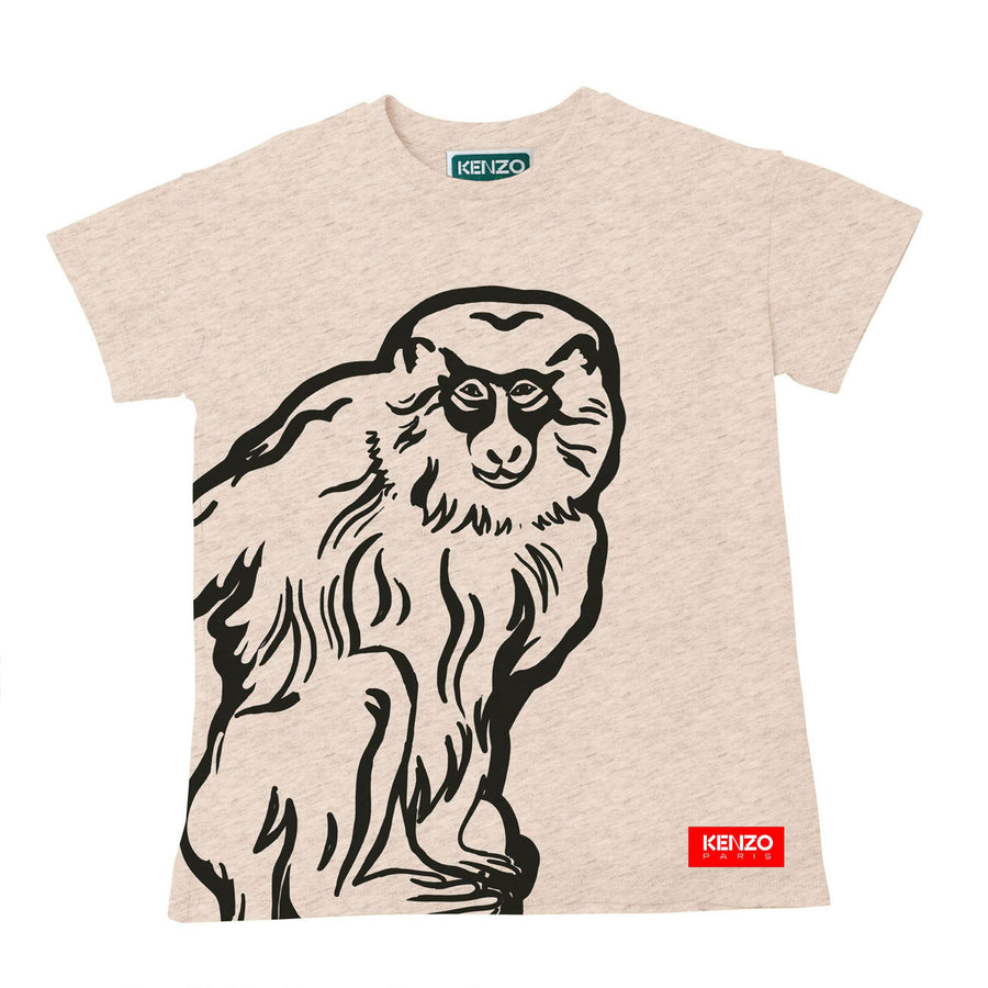Kenzo Beige Bamboo Print T-Shirt