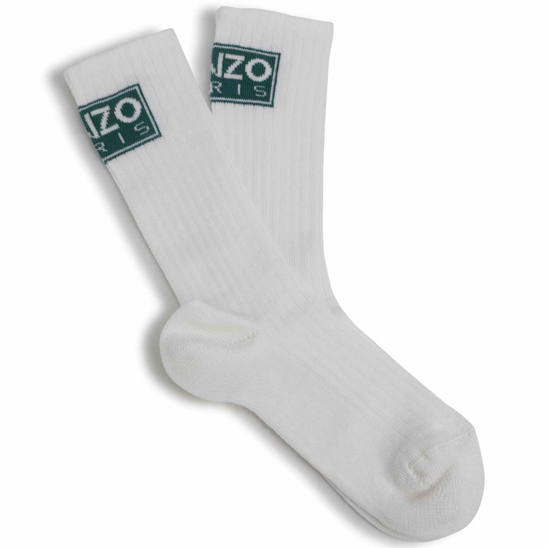 Kenzo Ivory Cotton Knit Logo Socks