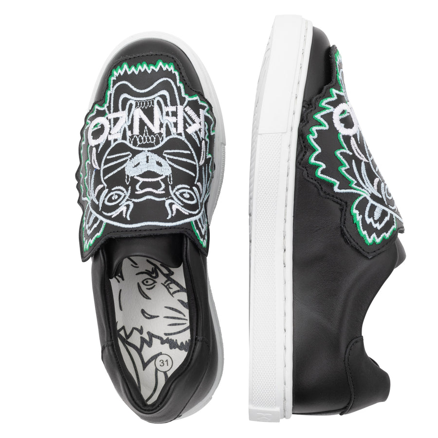 Kenzo Black Logo Slip On Sneakers