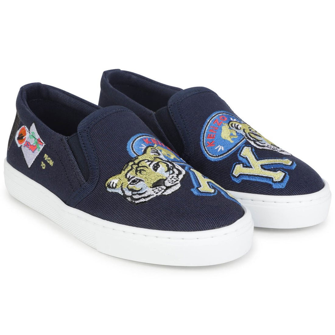 Kenzo Navy Cotton Canvas Sneakers