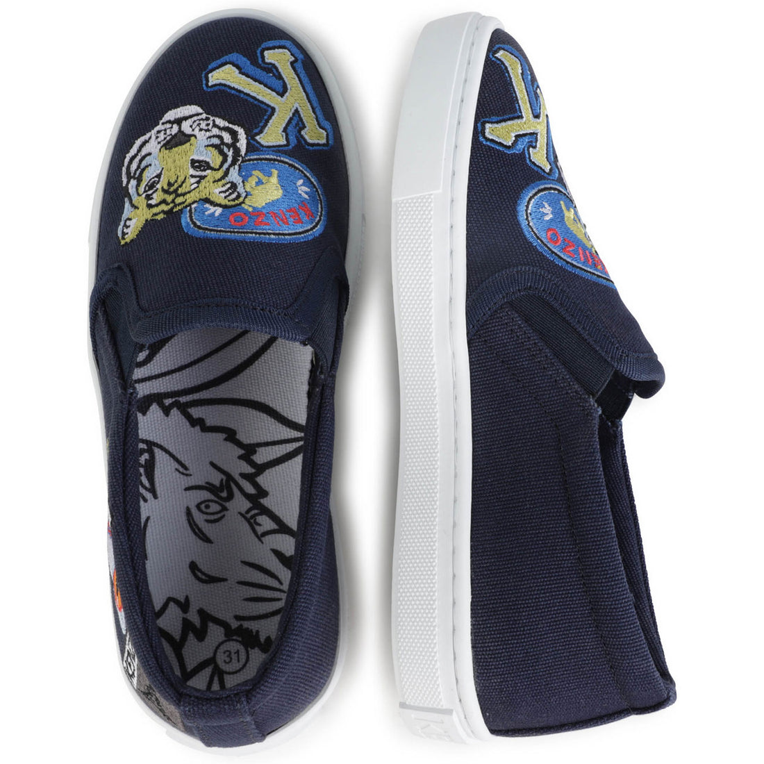 Kenzo Navy Cotton Canvas Sneakers