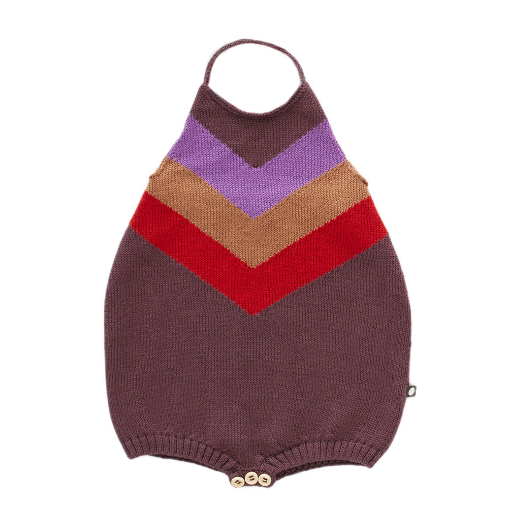 Oeuf Eggplant/Dark Red Halter Romper