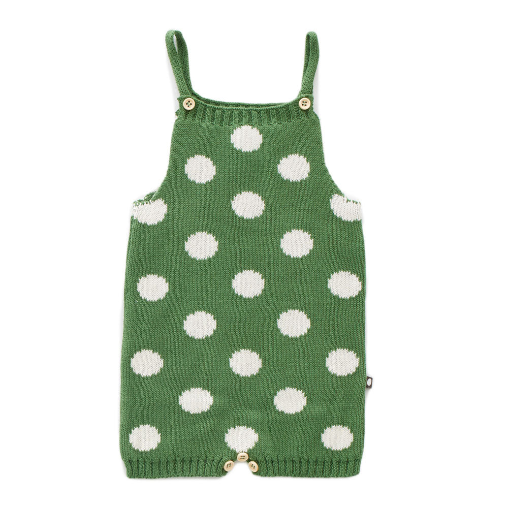 Oeuf Green/White Knit Romper
