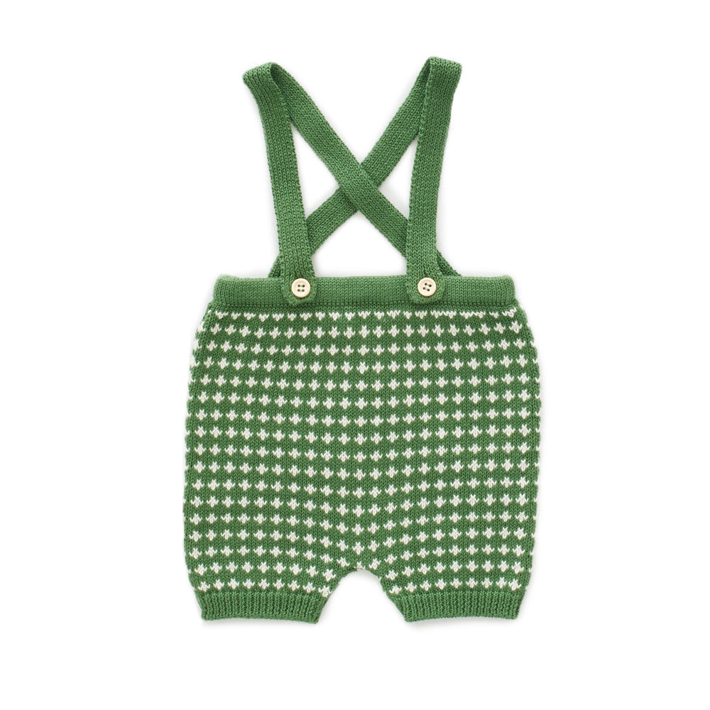 Oeuf White/Green Suspender Shorts