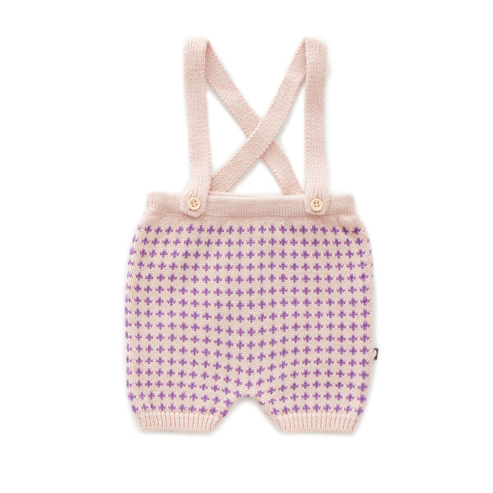 Oeuf Coral Almond/Dewberry Suspender Shorts