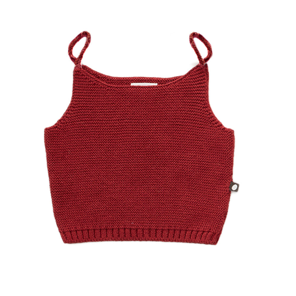 Oeuf Dark Red Tie Strap Top