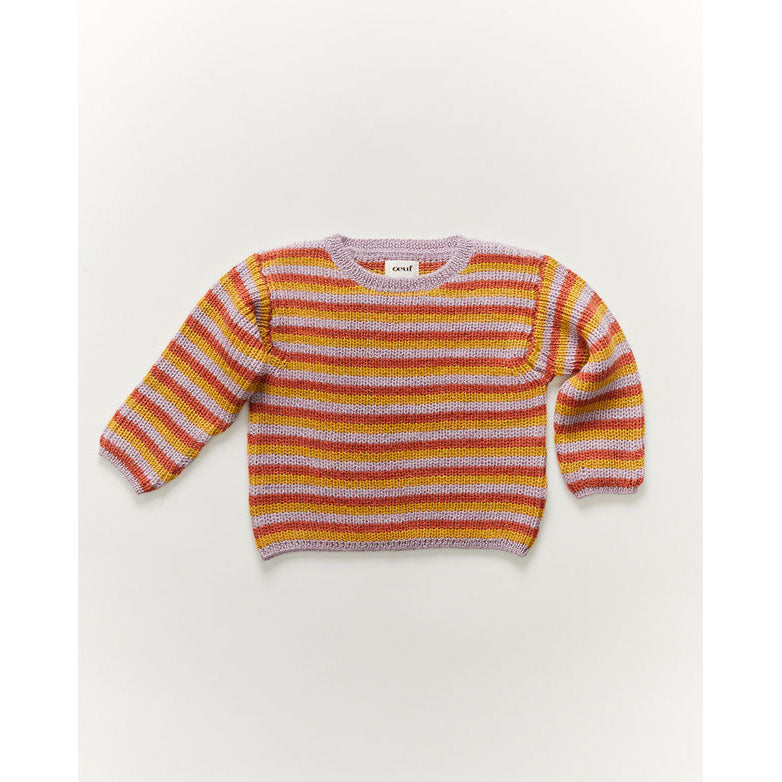 Oeuf Striped Knit Tee-Rose