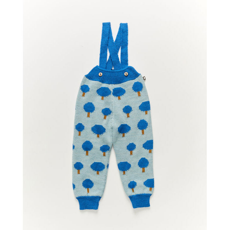 Oeuf Suspender Pants-Tree Motif/Royal Blue