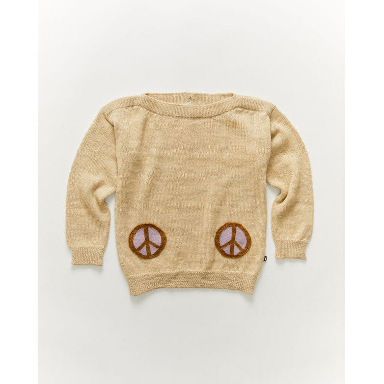 Oeuf Peace Pocket Sweater-Bright Beige